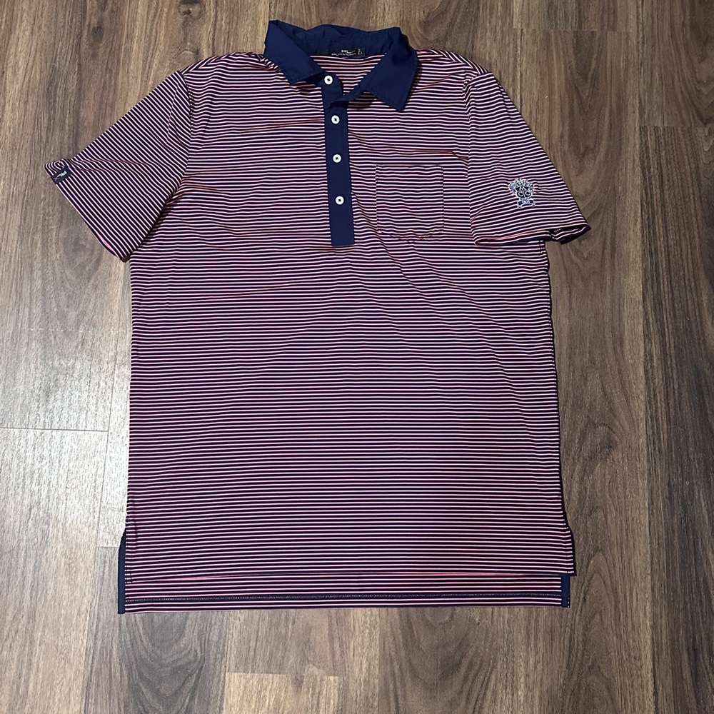 Men’s Ralph Lauren RLX Gold Polo Shirt - Pink and Blue